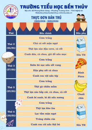 THỰC ĐƠN BÁN TRÚ TUẦN 21