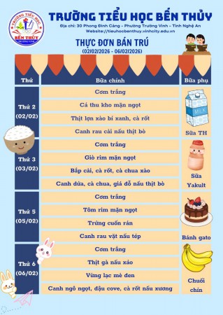 THỰC ĐƠN BÁN TRÚ TUẦN 22