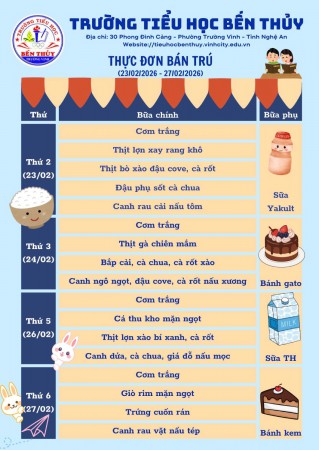 THỰC ĐƠN BÁN TRÚ TUẦN 24