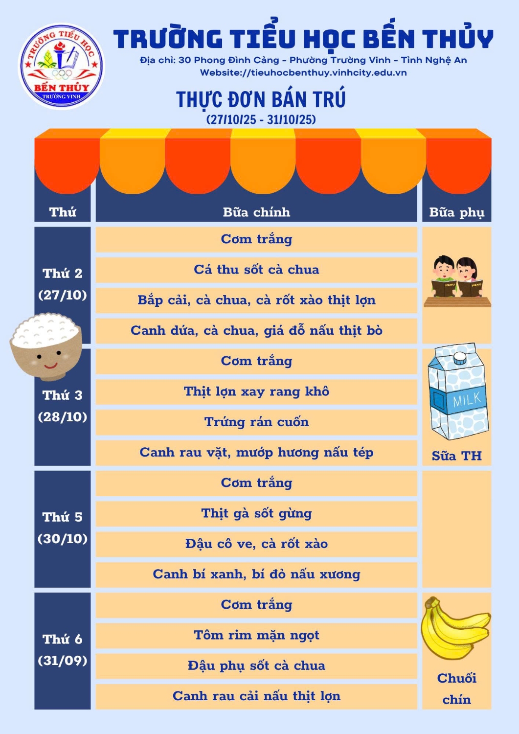 Thực đon bán trú tuần 8