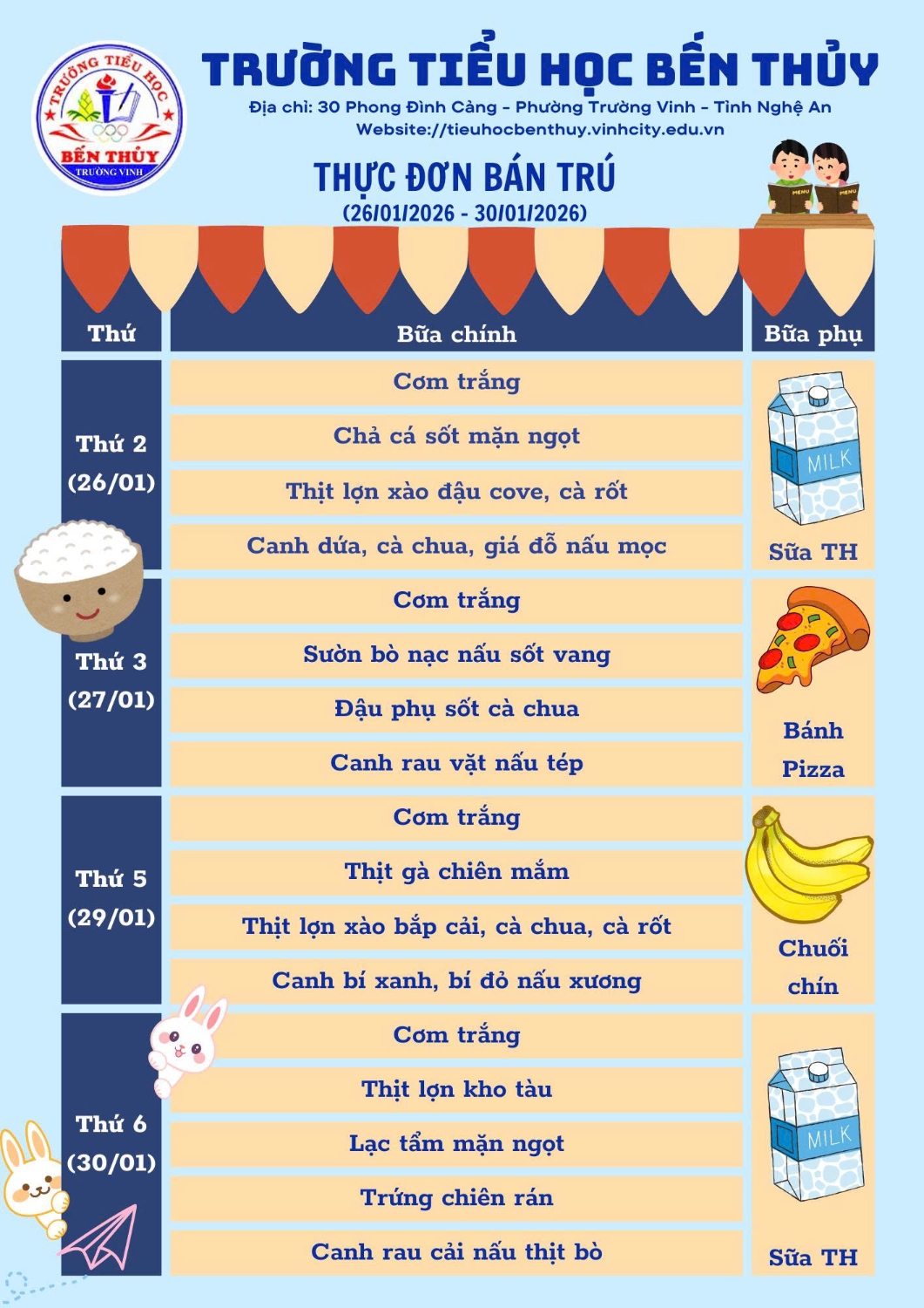 THỰC ĐƠN BÁN TRÚ TUẦN 21